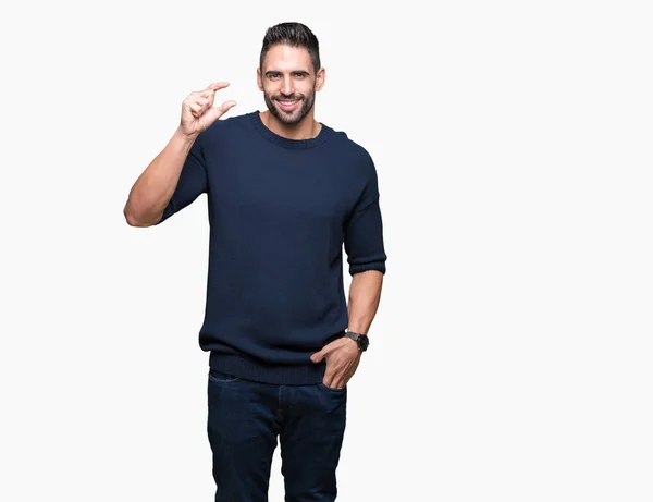 Joven Hombre Guapo Con Suéter Sobre Fondo Aislado Sonriente Seguro — Foto de Stock