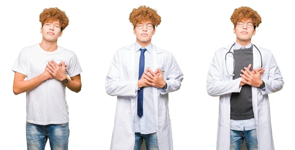 Izole Beyaz Arka Plan Üzerinde Tıbbi Ceket Giyen Genç Doktor — Stok fotoğraf