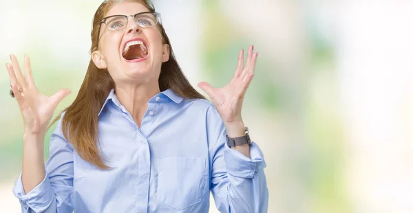 Schöne Reife Geschäftsfrau Mittleren Alters Mit Brille Vor Isoliertem Hintergrund — Stockfoto