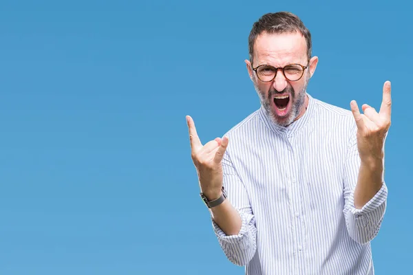 Mezza Età Hoary Anziano Uomo Con Gli Occhiali Sfondo Isolato — Foto Stock