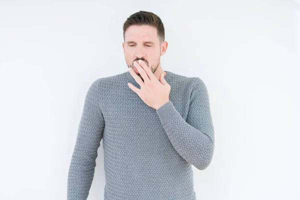 Jovem Homem Bonito Vestindo Camisola Casual Sobre Fundo Isolado Entediado — Fotografia de Stock