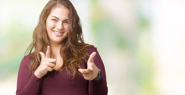 Bonita Atraente Size Jovem Mulher Vestindo Vestido Sobre Fundo Isolado — Fotografia de Stock