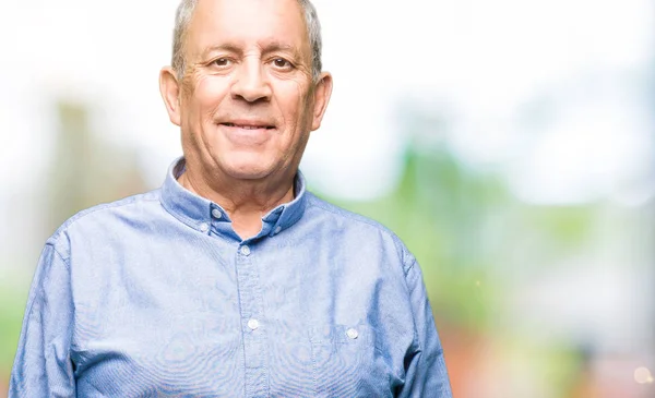 Bonito Homem Negócios Sênior Vestindo Camisa Elegante Com Sorriso Feliz — Fotografia de Stock