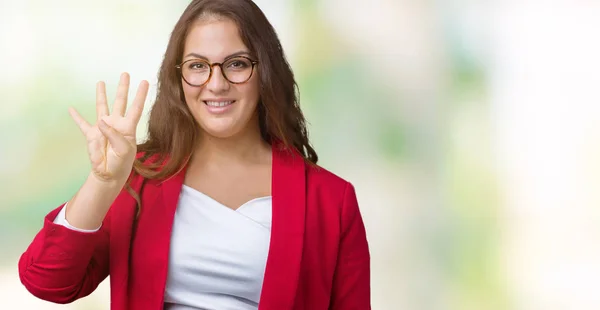 Vackra Storlek Ung Affärskvinna Bär Eleganta Jacka Och Glasögon Över — Stockfoto