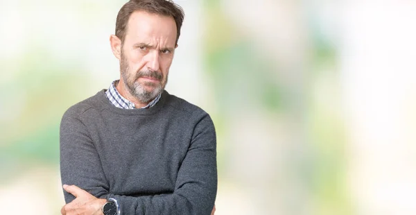 Handsome Middle Age Senior Man Wearing Sweater Isolated Background Skeptic — Stock Photo, Image