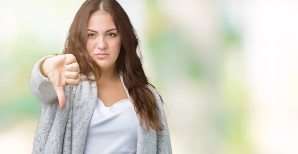 Bella Size Giovane Donna Che Indossa Giacca Invernale Sfondo Isolato — Foto Stock