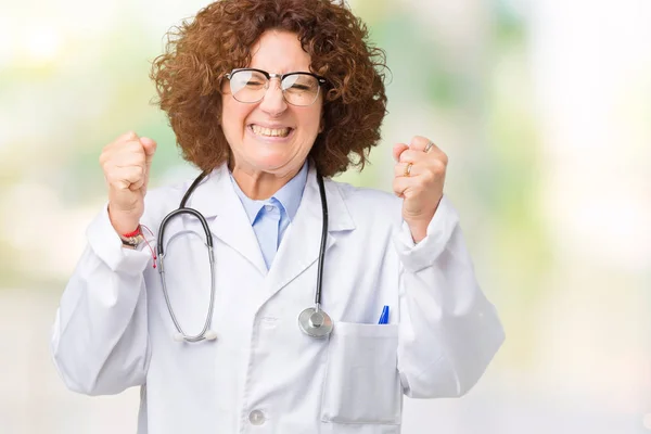 Middle Ager Senior Doctor Woman Isolated Background Excited Success Arms — Stock Photo, Image