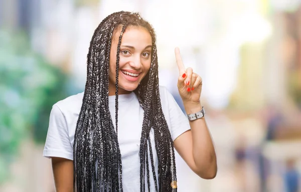 Young Gevlochten Hair Afrikaans Amerikaans Meisje Geïsoleerde Achtergrond Tonen Omhoog — Stockfoto
