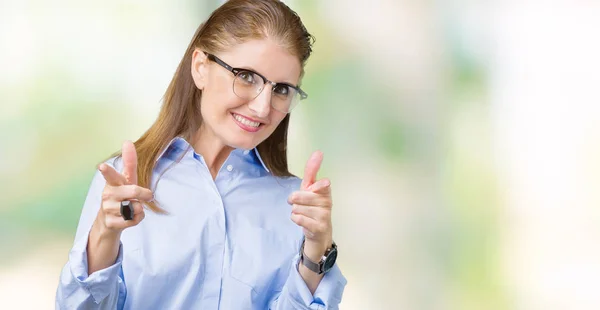 Schöne Reife Geschäftsfrau Mittleren Alters Die Eine Brille Über Isoliertem — Stockfoto