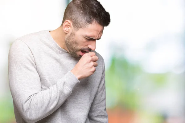 Duygu Hasta Soğuk Veya Bronşit Için Semptom Olarak Öksürük Izole — Stok fotoğraf