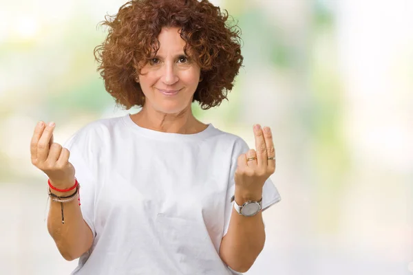 Belle Femme Âgée Âge Moyen Portant Shirt Blanc Sur Fond — Photo