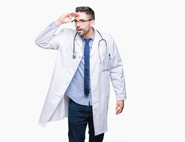 Handsome Young Doctor Man Isolated Background Very Happy Smiling Looking — Stock Photo, Image