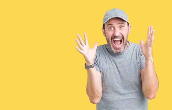 Guapo Mediana Edad Hoary Hombre Mayor Con Gorra Deportiva Sobre — Foto de Stock