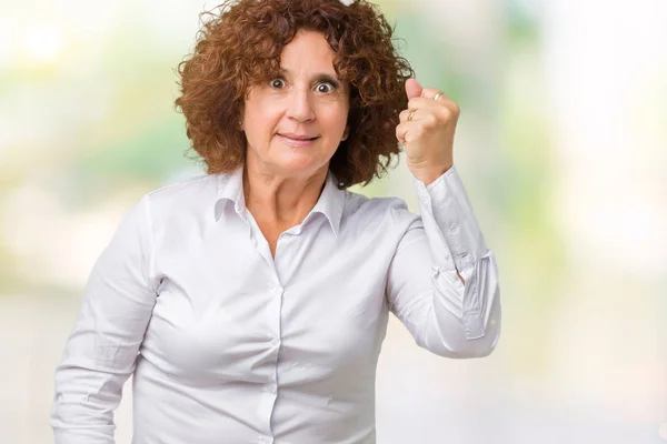 Mooie Midden Ager Senior Businees Vrouw Geïsoleerde Achtergrond Boos Gekke — Stockfoto