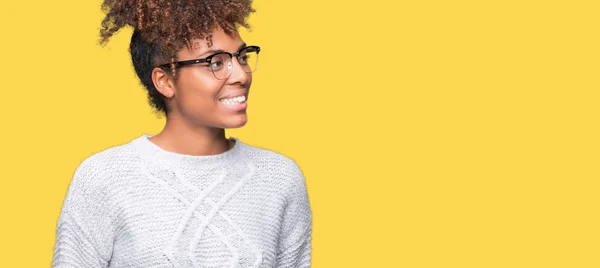 Beautiful Young African American Woman Wearing Winter Sweater Isolated Background — Stock Photo, Image