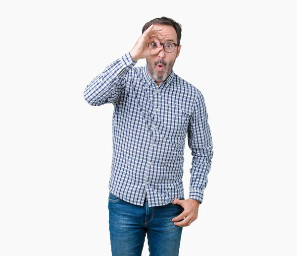 Schöner Eleganter Älterer Mann Mittleren Alters Der Eine Brille Über — Stockfoto