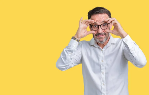 Bonito Homem Negócios Sênior Meia Idade Elegante Usando Óculos Sobre — Fotografia de Stock