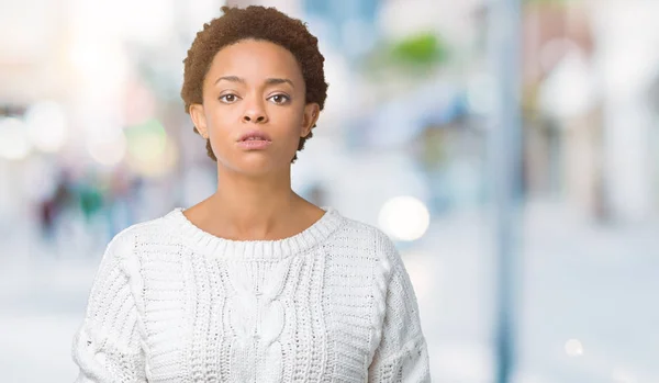 Bella Giovane Donna Afroamericana Che Indossa Maglione Sfondo Isolato Rilassato — Foto Stock