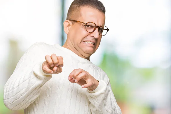 Middle Age Arab Man Wearing Glasses Isolated Background Disgusted Expression — Stock Photo, Image