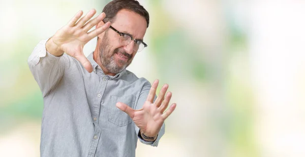 Schöner Älterer Eleganter Älterer Mann Mit Brille Über Isoliertem Hintergrund — Stockfoto