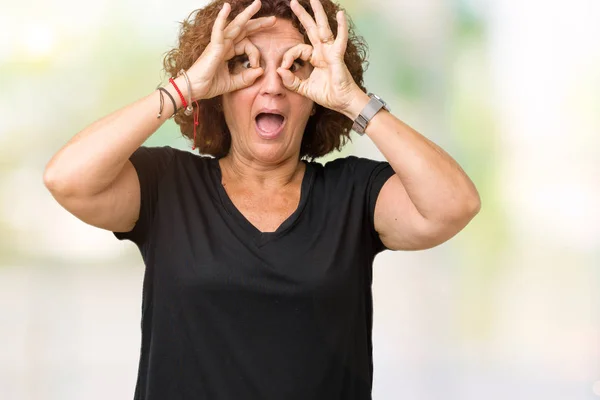 Bella Donna Anziana Mezza Età Sfondo Isolato Facendo Gesto Come — Foto Stock