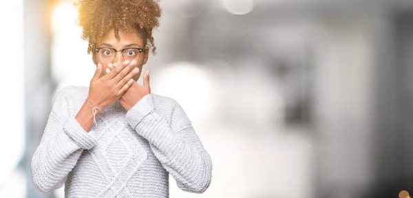 Bela Jovem Afro Americana Vestindo Camisola Inverno Sobre Fundo Isolado — Fotografia de Stock