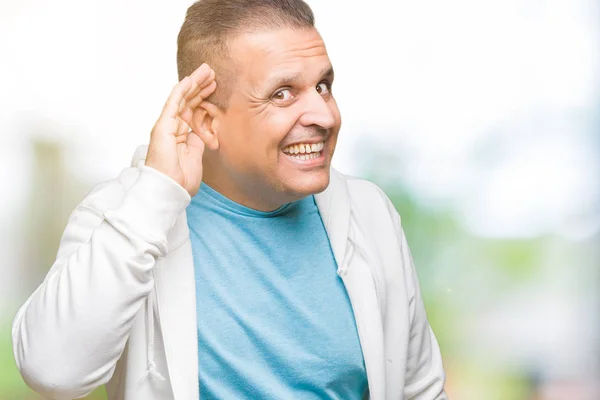 Homem Árabe Meia Idade Vestindo Camisola Sobre Fundo Isolado Sorrindo — Fotografia de Stock