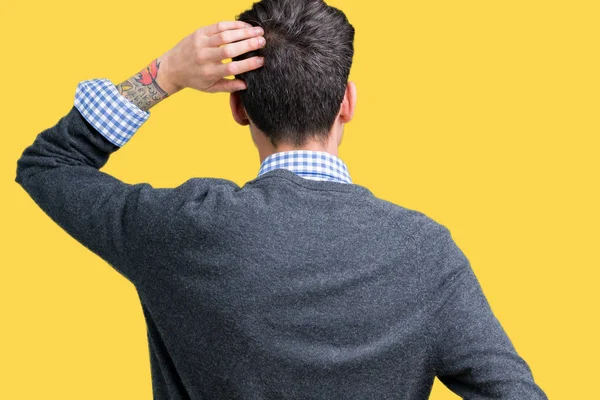 Joven Hombre Inteligente Guapo Con Gafas Sobre Fondo Aislado Revés — Foto de Stock