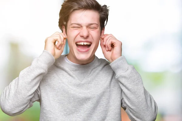 Junger Gut Aussehender Sportlicher Mann Der Sweatshirt Über Isoliertem Hintergrund — Stockfoto