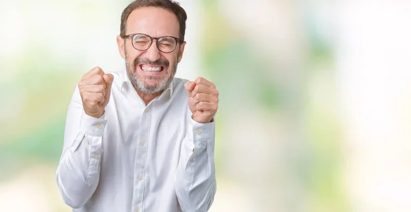 Bello Uomo Affari Anziano Mezza Età Elegante Che Indossa Occhiali — Foto Stock