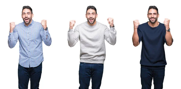 Colagem Belo Homem Negócios Sobre Fundo Isolado Branco Comemorando Surpreso — Fotografia de Stock