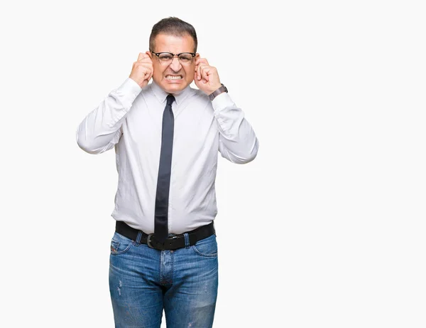 Bussines Edad Media Árabe Hombre Con Gafas Sobre Fondo Aislado —  Fotos de Stock