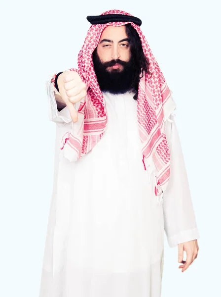 Arabe Homme Affaires Avec Les Cheveux Longs Portant Écharpe Keffiyeh — Photo