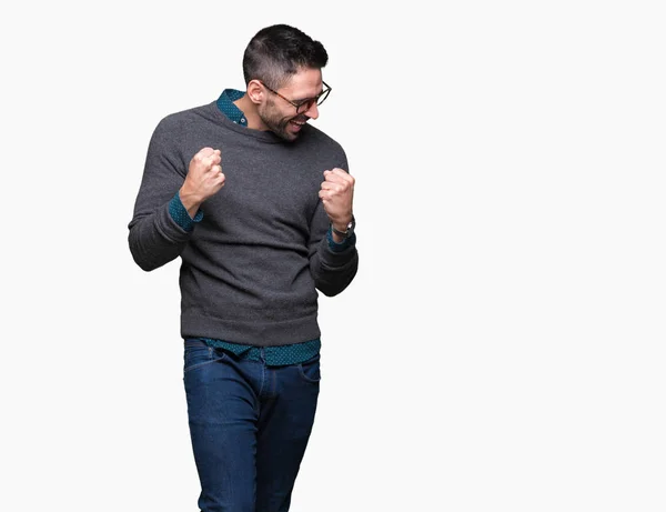 Young Handsome Man Wearing Glasses Isolated Background Very Happy Excited — Stock Photo, Image