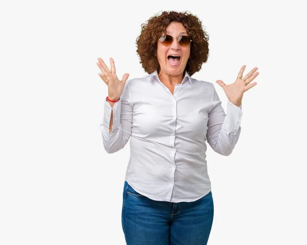 Hermosa Mujer Negocios Senior Mediana Edad Con Gafas Sol Sobre — Foto de Stock