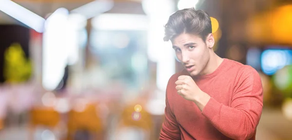 Homem Bonito Jovem Sobre Fundo Isolado Sentindo Mal Tosse Como — Fotografia de Stock