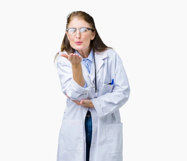 Middle Age Mature Doctor Woman Wearing Medical Coat Isolated Background — Stock Photo, Image