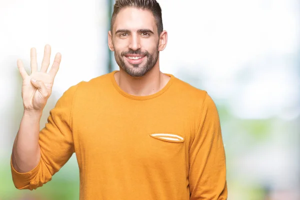 Junger Gutaussehender Mann Über Isoliertem Hintergrund Der Mit Finger Nummer — Stockfoto