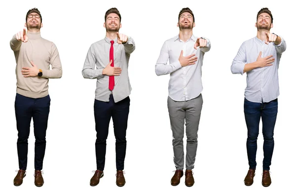 Collage Joven Hombre Negocios Guapo Sobre Fondo Blanco Aislado Riéndose — Foto de Stock