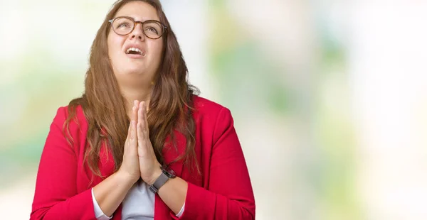 Hermosa Mujer Negocios Más Tamaño Joven Con Chaqueta Elegante Gafas — Foto de Stock