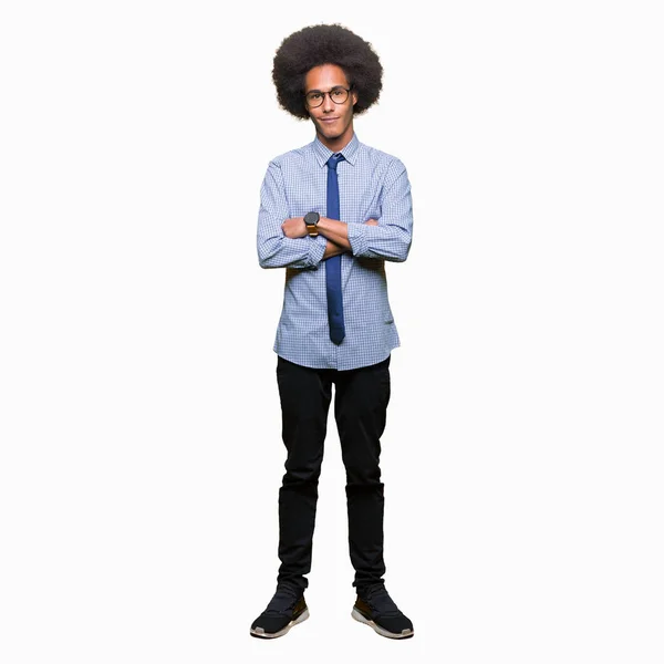 Jovem Homem Negócios Afro Americano Com Cabelo Afro Vestindo Óculos — Fotografia de Stock