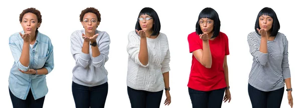 Jonge African American Vrouw Met Afro Haar Geïsoleerde Achtergrond Kijken — Stockfoto