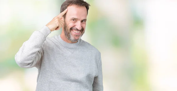 Knappe Middenleeftijd Senior Man Dragen Een Trui Geïsoleerd Background Smiling — Stockfoto