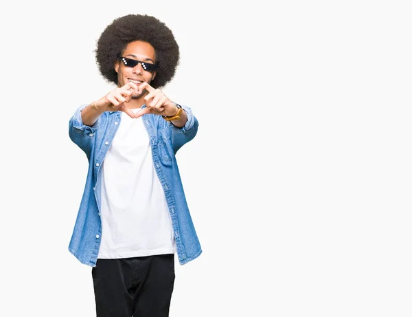 Young African American Man Afro Hair Wearing Thug Life Glasses — Stock Photo, Image