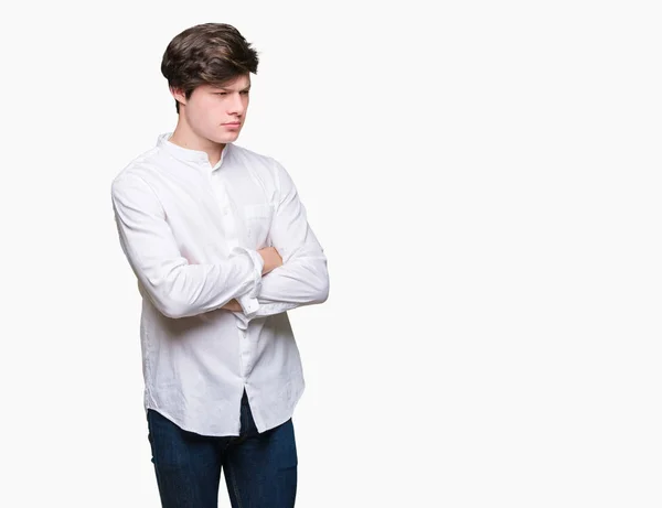 Joven Hombre Negocios Guapo Sobre Fondo Aislado Escéptico Nervioso Desaprobando —  Fotos de Stock