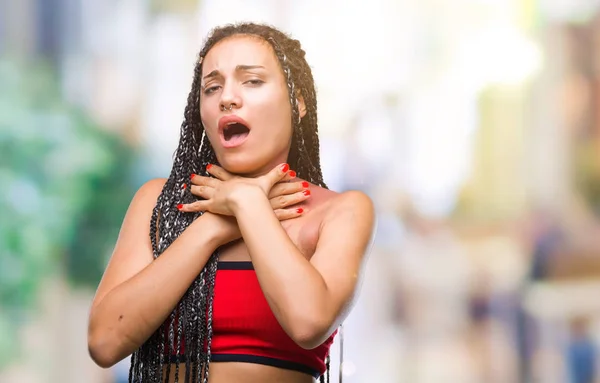 Junge Geflochtene Haare Afrikanisch Amerikanisch Mit Pigmentflecken Geburtszeichen Über Isolierten — Stockfoto