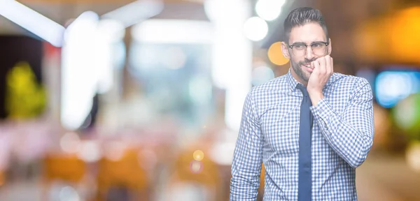 Joven Hombre Negocios Con Gafas Sobre Fondo Aislado Que Estresado — Foto de Stock