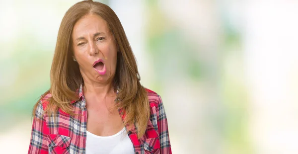 Beautiful Middle Age Woman Wearing Isolated Background Shock Face Looking — Stock Photo, Image