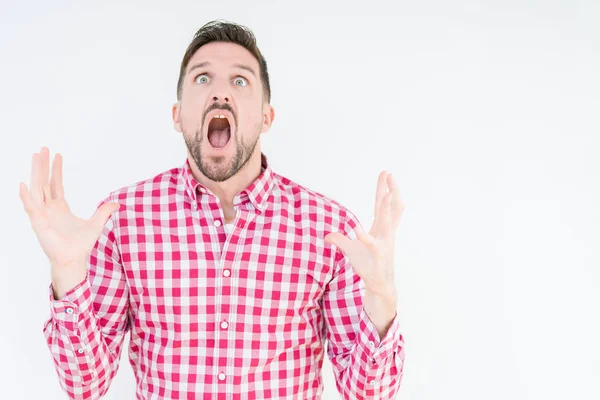 Young Handsome Man Wearing Shirt Isolated Background Crazy Mad Shouting — Stock Photo, Image