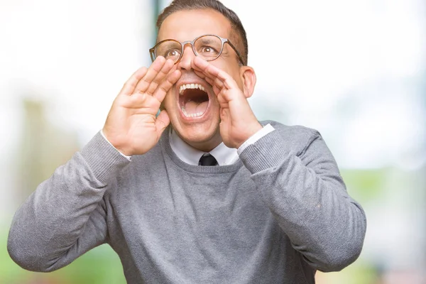 Geschäftsleute Mittleren Alters Arabischer Mann Mit Brille Vor Isoliertem Hintergrund — Stockfoto